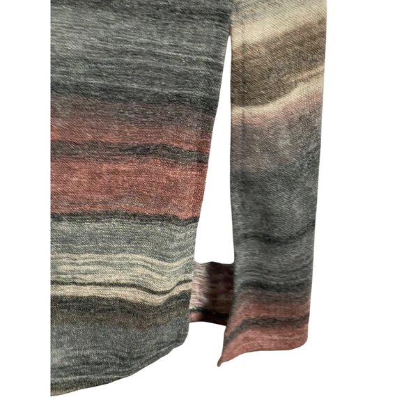 Ginger G Womens Open Front Cardigan Large Striped Knit Lightweight Duster - Picture 3 of 6